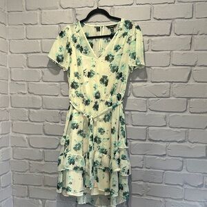 NEW Simply Vera Vera Wang High Low Floral Dress - Cream and Blue size S